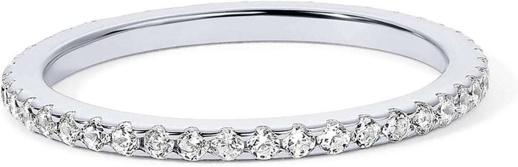 Gold Plated Solid 925 Sterling Silver CZ Simulated Diamond Stackable Ring Eternity Bands for Women