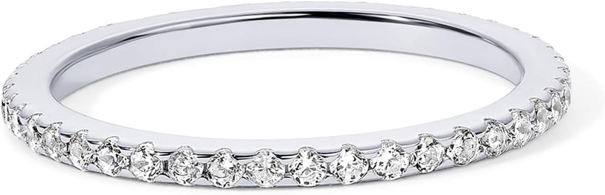 Gold Plated Solid 925 Sterling Silver CZ Simulated Diamond Stackable Ring Eternity Bands for Women