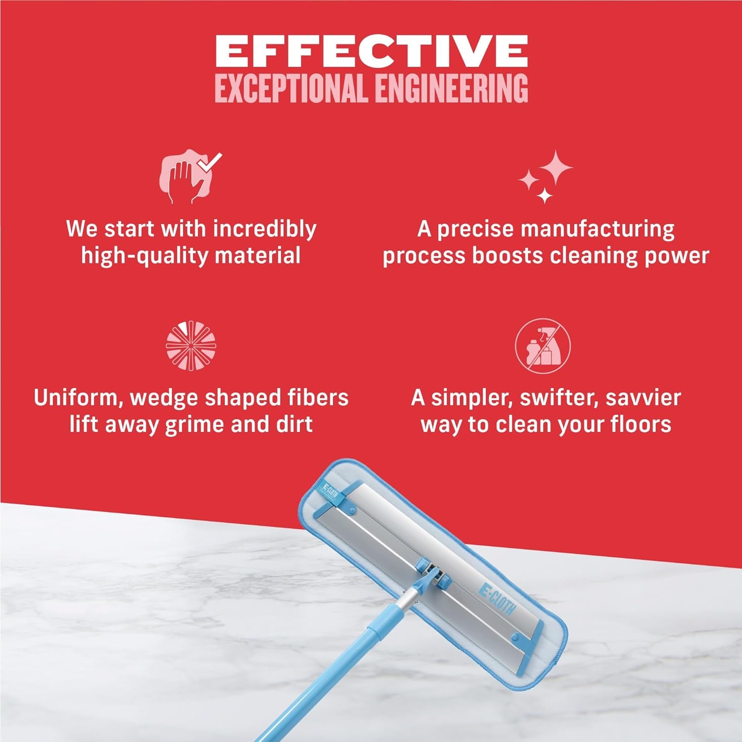 Deep Clean Microfiber Mop - Reusable Mop Pad for Home Cleaning, Hard Floors, Wood, Tile, or Laminate, Machine Washable, Use Wet for Cleaning or Dry for Dusting, No Refills or Spray Needed